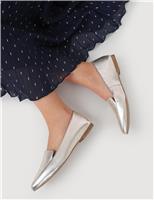 Leather Metallic Block Heel Pointed Loafers