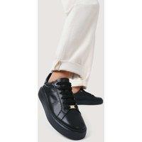 Jones Bootmaker Leather Lace Up Platform Trainers Black/Black