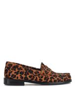 Leather Leopard Print Flat Moccasins