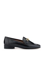 Leather Bar Trim Block Heel Loafers