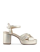 Leather Metallic Platform Block Heel Sandals
