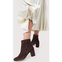 Jones Bootmaker Leather Block Heel Ankle Boots Brown