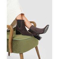 Jones Bootmaker Suede Block Heel Ankle Boots Brown Mix