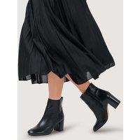 Jones Bootmaker Wide Fit Leather Block Heel Ankle Boots Black