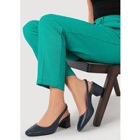 Jones Bootmaker Leather Block Heel Court Shoes Navy Mix