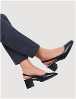 Leather Block Heel Court Shoes