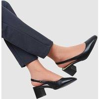 Jones Bootmaker Leather Block Heel Court Shoes Black