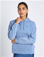Puma Essentials Elevated Cotton Rich Relaxed Hoodie Light Blue