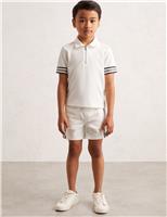 Textured Half Zip Polo Shirt (3-14 Yrs)