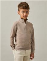Pure Wool Funnel Neck Half Zip Jumper (3-14 Years)
