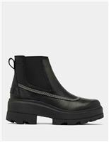 Sorel Joan Leather Block Heel Chelsea Boots Black