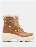 Joan Leather Faux Fur Trim Platform Ankle Boots