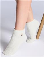 2pk Cosy Bear & Bow Trainer Fluffy Socks