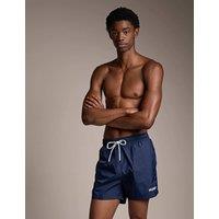 Hugo HAITI Logo Print Swim Shorts Navy
