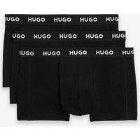 Hugo 3 Pack Cotton Rich Logo Waistband Trunks Black