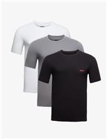 3 Pack Pure Cotton Crew Neck Logo T-Shirts