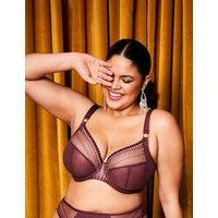 Elomi Matilda Embroidered Wired Plunge Bra (DD-JJ) Burgundy