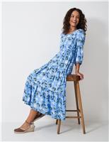 Floral Square Neck Midi Tiered Dress