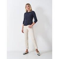 Crew Clothing Cotton Rich Cable Knit Crew Neck Jumper Navy