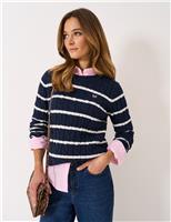 Cotton Rich Striped Cable Knit Jumper