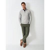 Crew Clothing Pure Cotton Cable Half Zip Jumper Medium Grey