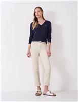 Cotton Rich Cable Knit V-Neck Jumper