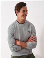 Pure Cotton Ribbed Crew Neck Jumper