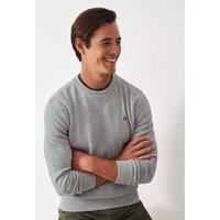 Crew Clothing Pure Cotton Ribbed Crew Neck Jumper Medium Grey