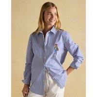 Joules Pure Cotton Striped Embroidered Shirt Blue Mix