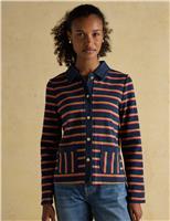 Pure Cotton Striped Collared Cardigan