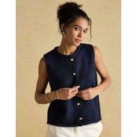 Joules Textured Button Detail Knitted Vest Navy