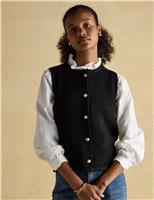 Textured Button Detail Knitted Vest