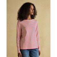 Pure Cotton Striped Slash Neck Top