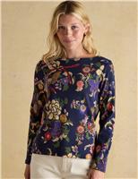 Pure Cotton Floral Slash Neck Top