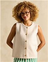 Textured Button Detail Knitted Vest