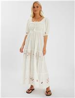 Pure Cotton Embroidered Maxi Beach Dress
