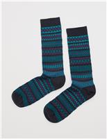 Cotton Rich Fair Isle Ankle High Socks