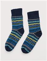 Wool Rich Fair Isle Fleece Lined Slipper Socks