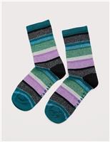 Striped Sparkle Ankle High Socks