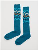 Patterned Knee High Fluffy Socks
