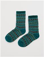 Fair Isle Fluffy Socks
