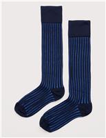 Cotton Rich Striped Ribbed Socks