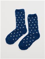 Polka Dot Ankle High Fluffy Socks
