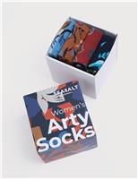 4pk Cotton Rich Patterned Ankle High Socks