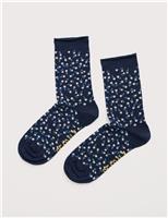 Cotton Rich Ditsy Floral Ankle High Socks