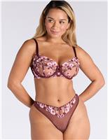 Evelyn Embroidered Mesh Thong