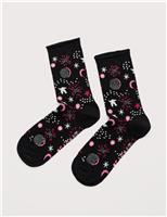 Metallic Star Print Ankle Socks