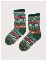 Fair Isle Ankle High Socks