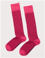 Cotton Rich Striped Knee High Socks