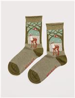 Metallic Woodland Patterned Socks
